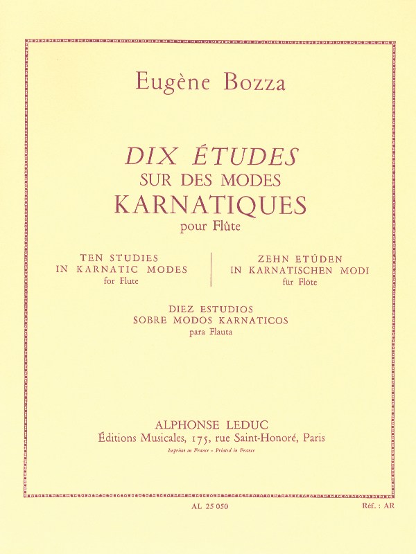 Eugène Bozza: 10 Etudes sur des Môdes karnatiques (Flute solo)