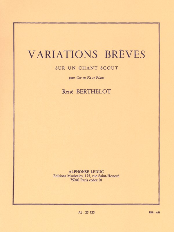 René Berthelot: Variations brèves sur un Chant scout (Horn & Piano)