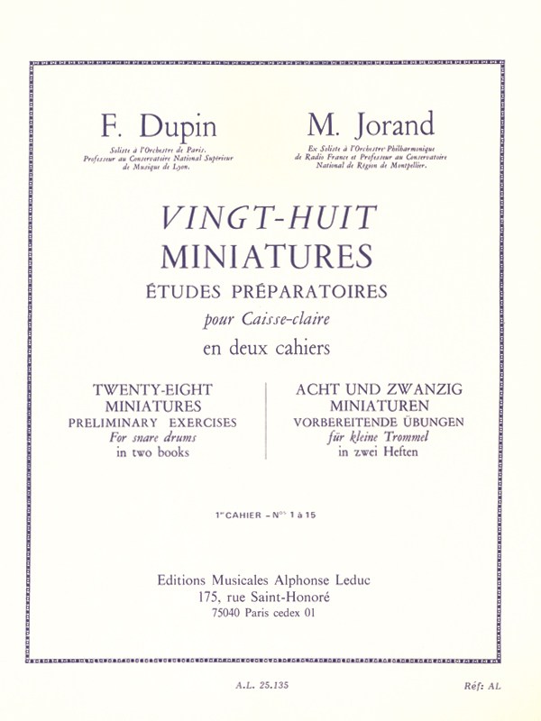 Marcel & François Jorand M.& Dupin F.: 28 Miniatures Vol.1 (Percussion solo)