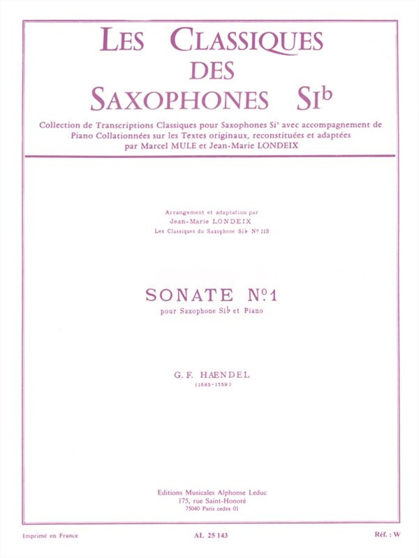 George Frideric Handel: Sonata No.1 Op.1 No.8 (Tenor Saxophone/Piano)