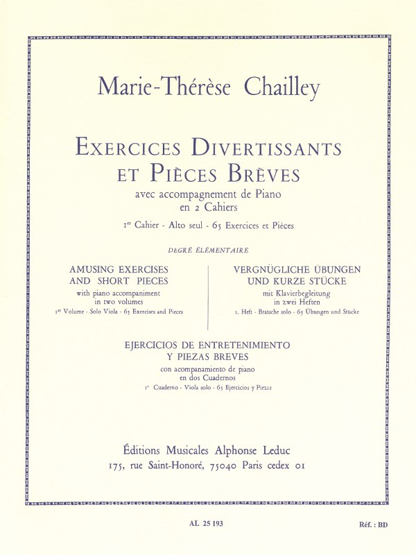 Marie-Thérèse Chailley: Exercices divertissants et Pièces brèves Vol.1 (Viola solo)