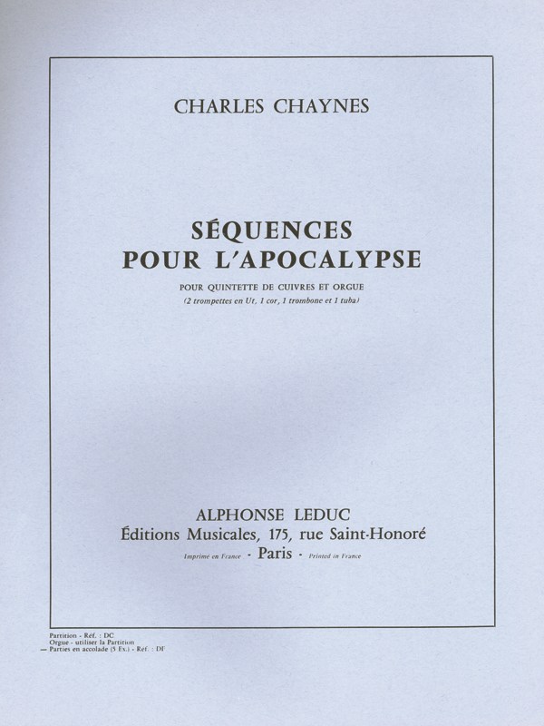 Charles Chaynes: Séquences pour l'Apocalypse (Sextet-Brass)