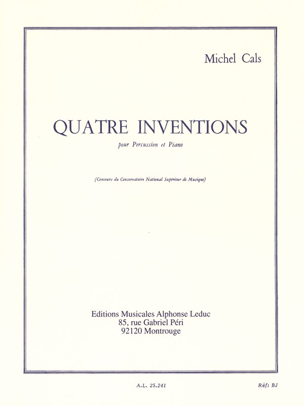 Michel Cals: 4 Inventions (Percussion(s) & Piano)