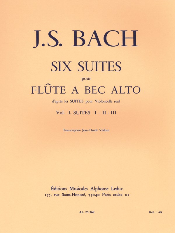 Johann Sebastian Bach: 6 Suites Vol.1 for Treble Recorder Solo