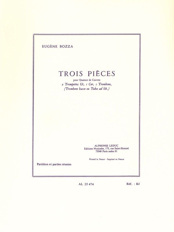 Eugène Bozza: 3 Pièces (Quartet-Brass)