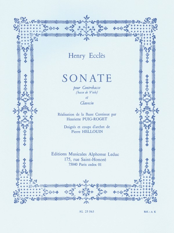 Henry Eccles: Sonate (Double Bass/Harpsichord)