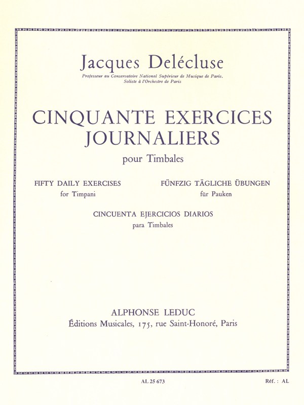 Jacques Delécluse: 50 Exercices journaliers (Percussion solo)