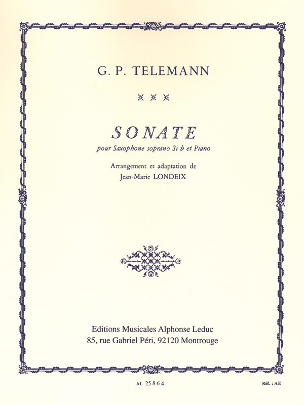 Georg Philipp Telemann: Sonata In C Minor For Soprano Saxophone And Piano