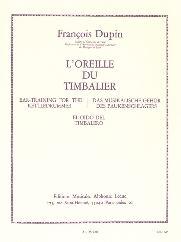 François Dupin: L'Oreille du Timbalier (Percussion solo)