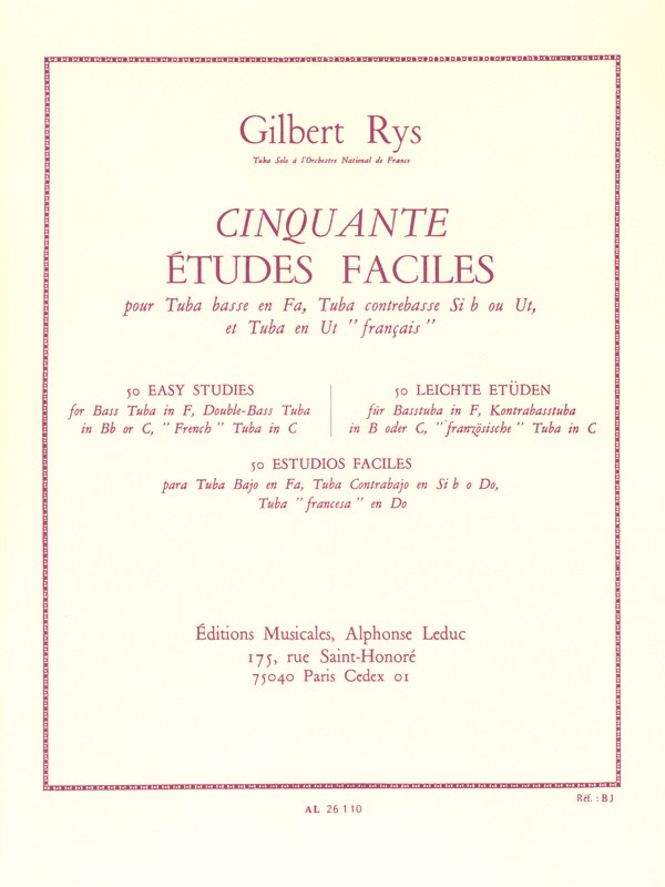 Gilbert Rys: 50 Etudes faciles (Tuba solo)