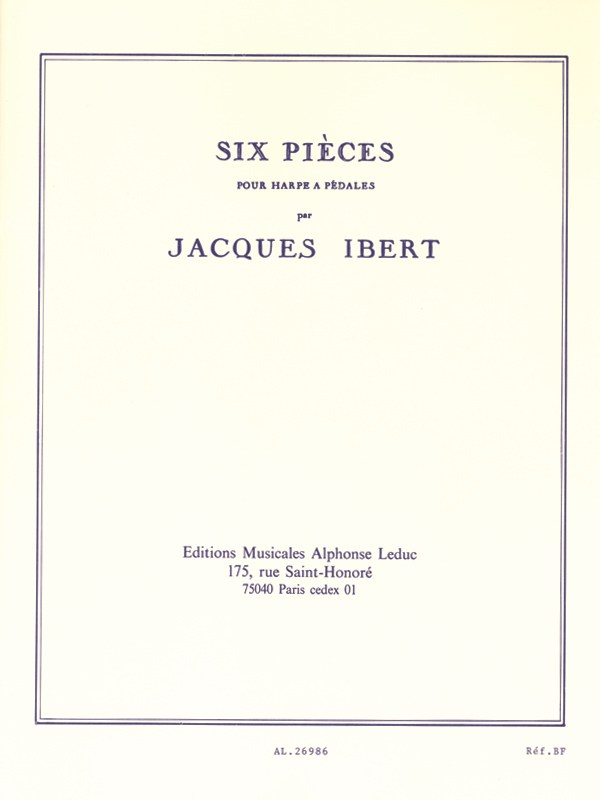 Jacques Ibert: Six Pièces (Harp Solo)
