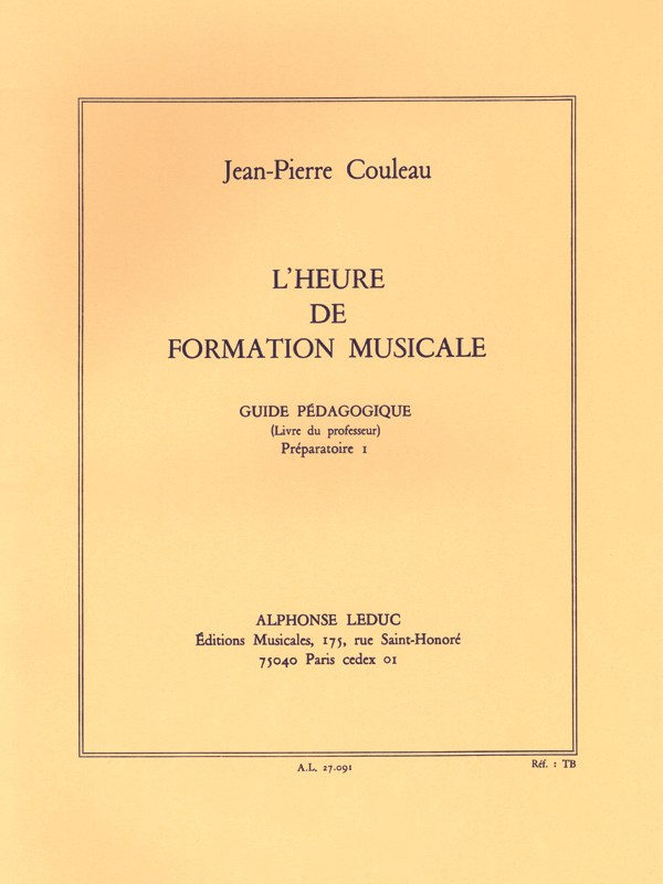 Couleau Heure De Formation Musicale Preparatoire 1 Livre Du Maitre