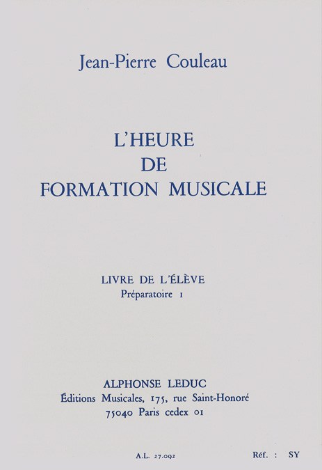 Couleau: Heure de formation musicale préparatoire 1/livre de l'élève