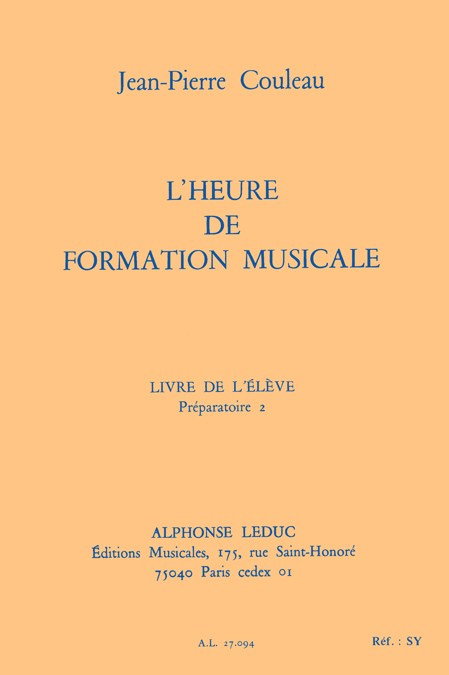 Couleau: Heure de formation musicale préparatoire 2/livre de l'élève