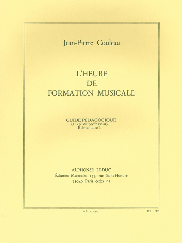 Couleau Jean Heure De Formation Musicale Elementaire 1 Livre Du Maitre