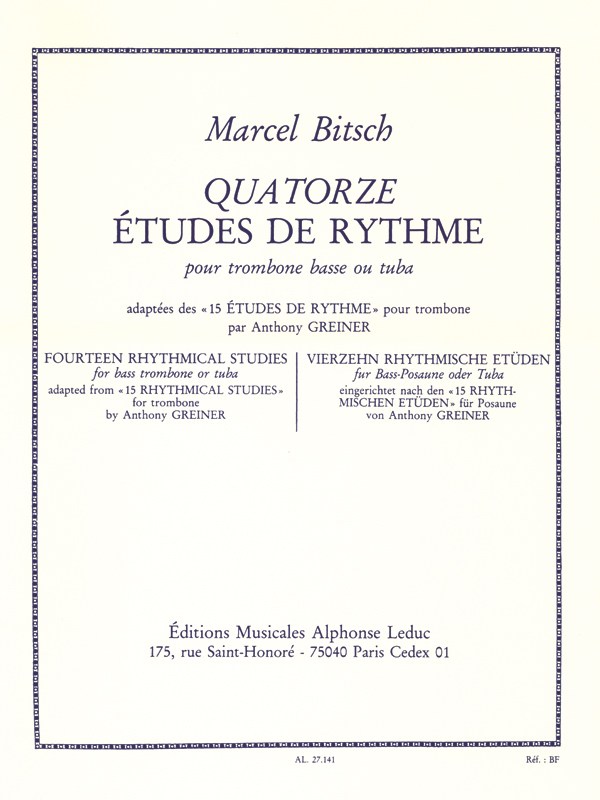 Marcel Bitsch: 14 Etudes de Rythme (Trombone-Bass solo)