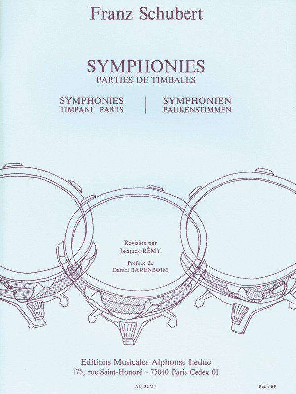 Franz Peter Schubert: Symphonies - Timpani Parts (Percussion solo)