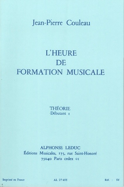 Couleau Jean Pierre Heure De Formation Musicale Debutant 1 Theorie Bk