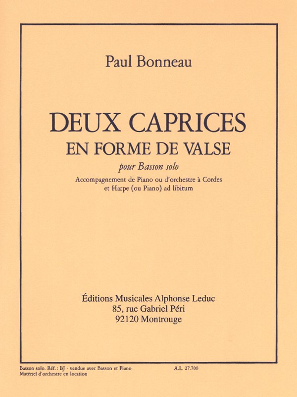 Paul Bonneau: 2 Caprices en Forme de Valse (Bassoon & Piano)