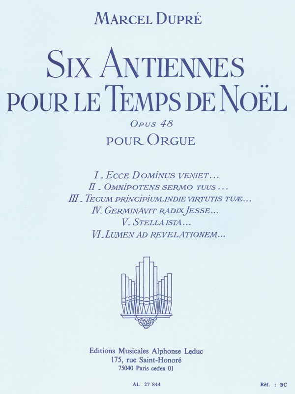 Marcel Dupré: 6 Antiennes pour le Temps de Noël Op.48 (Organ)