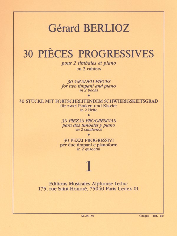 Gérard Berlioz: 30 Pièces progressives Vol.1 (Percussion(s) & Piano)