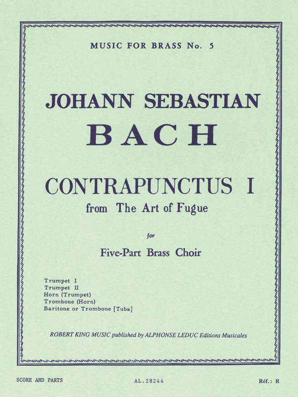 Bach Js King Art Of Fugue Contrapunctus 1 Brass Quintet Mfb005 Sc/Pts