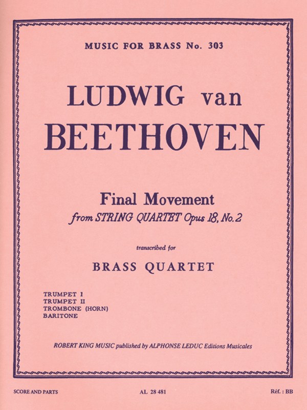 Ludwig van Beethoven: Final Movement from String Quartet Op.18, No.2 in G major (Quartet-Brass)