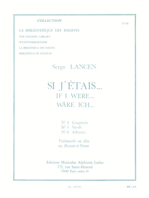 Serge Lancen: If I were... for Cello, Viola or Bassoon and Piano