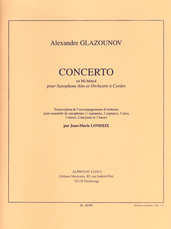 Alexandre Glazounov: Concerto Op.109 in E flat major (Saxophone Ensemble (5 or more))