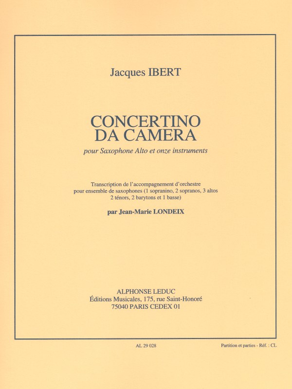Jacques Ibert: Concertino da Camera (Saxophone & other Instruments)
