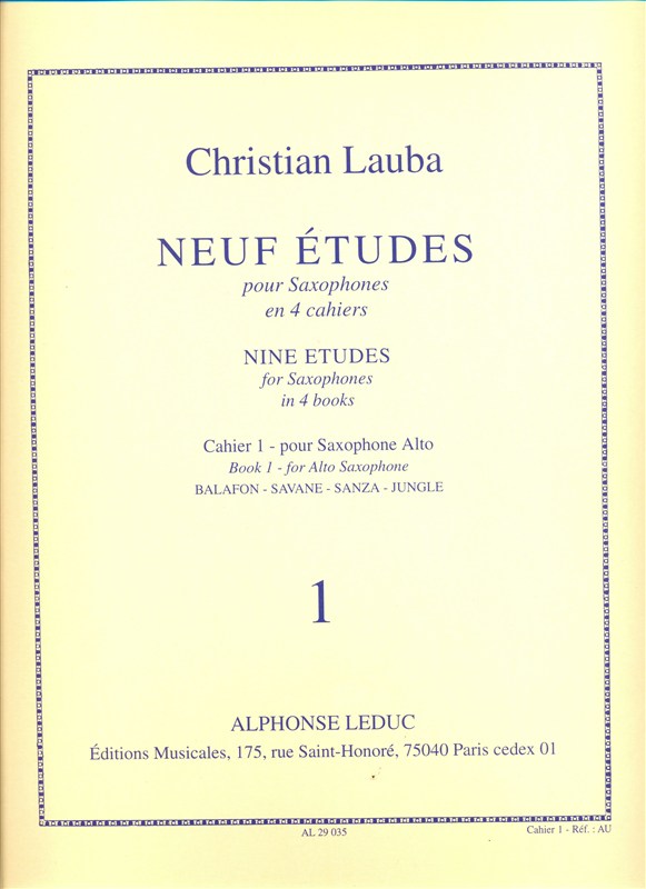 Neuf Études pour saxophone alto (cahier 1)