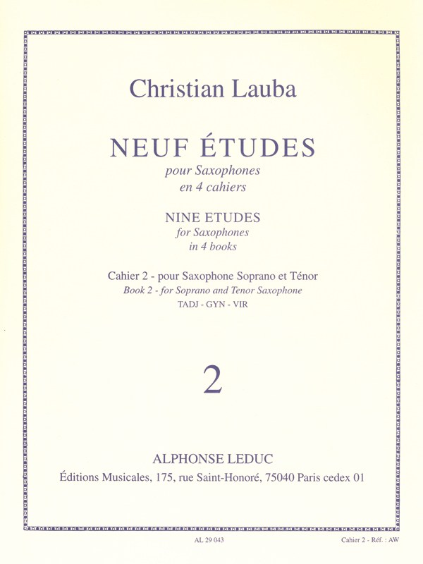 Christian Lauba: 9 Etudes Vol.2: Soprano & Tenor Saxophone (Saxophone solo)