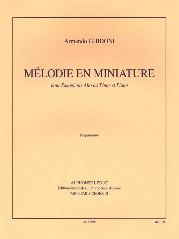 Melodie En Miniature Alto Or Tenor Sax And Piano