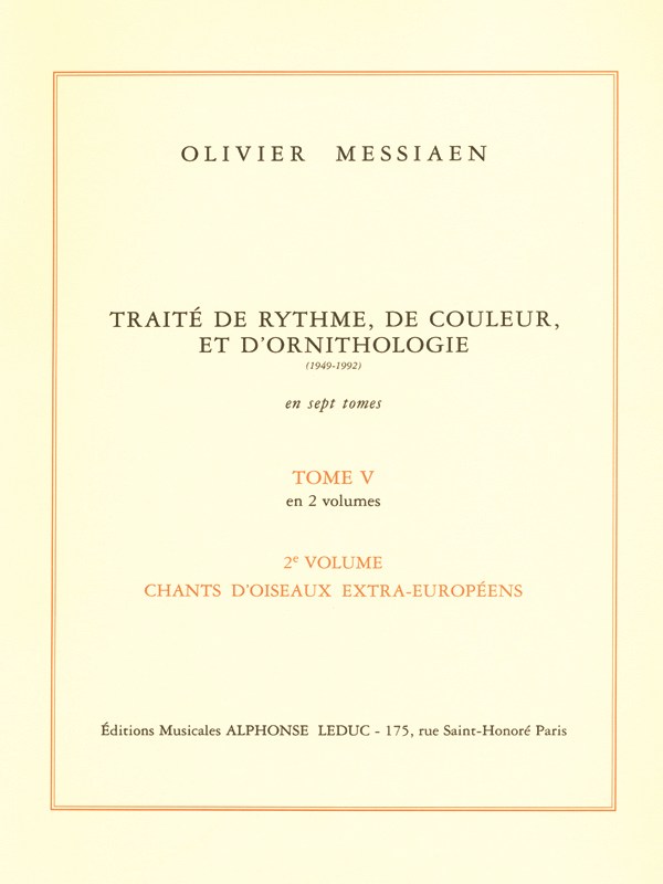 Olivier Messiaen: Traité de Rythme, de Couleur, et d'Ornithologie Vol.5/2 (Book)