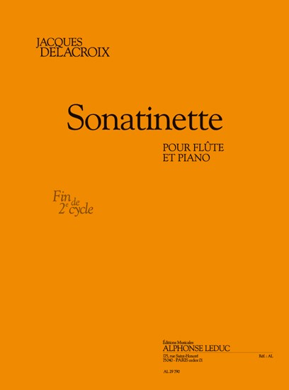 Delacroix: Sonatinette (fin cycle 2) (4'45'') pour flûte et piano