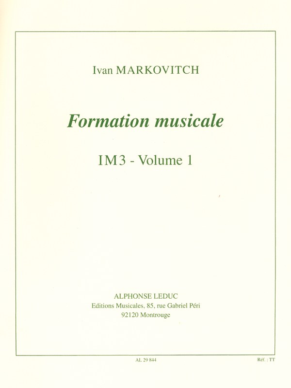 Markovitch Formation Musicale Im3 Volume 1 Book