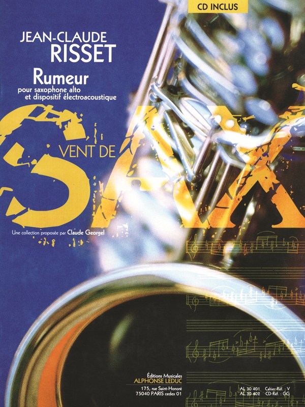 Risset Rumeur 6e Livre Collection Vent De Sax Saxophone Book
