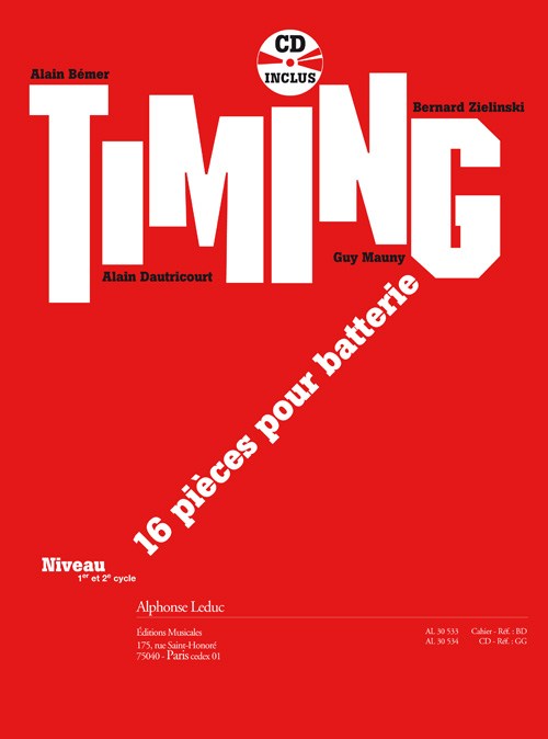 Bemer: Timing 16 pièces pour batterie avec cd – le livre (cycle 1 et 2)