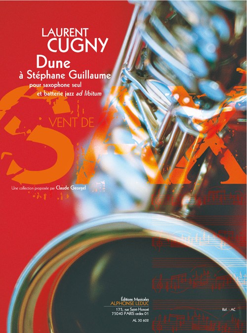 Cugny: Dune à Stéphane Guillaume (5') (8e) (collection vent de sax) pour saxophone seul et batterie jazz (ad libitum)