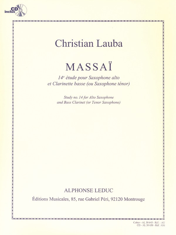 Lauba Massai 14e Etude Duo Avec Saxophone Book/Cd