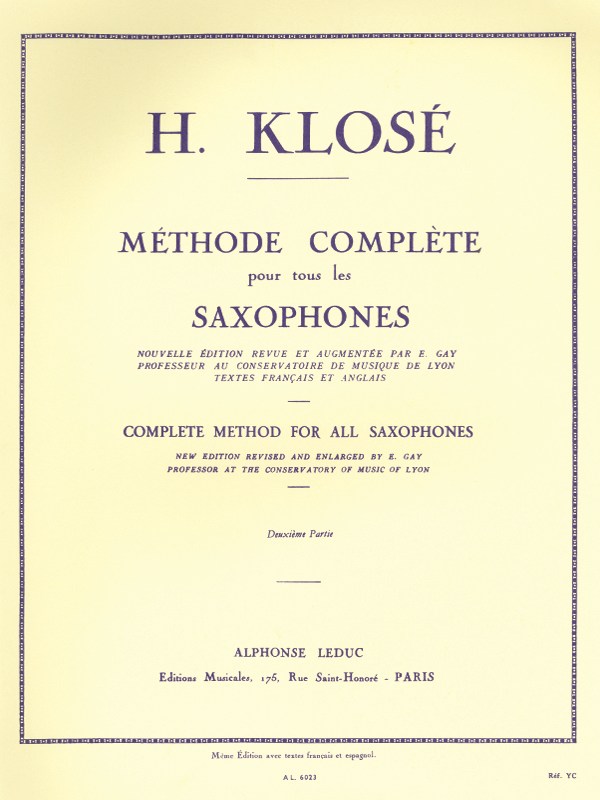 Hyacinthe Klosé: Complete Method for all Saxophones (Volume 2)