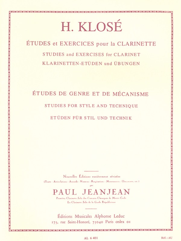 Hyacinthe E. Klosé: Etudes de Genre et de Mécanisme (Clarinet solo)
