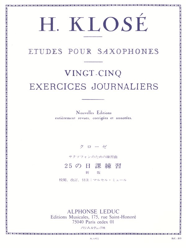Hyacinthe E. Klosé: 25 Exercises journaliers (Saxophone solo)