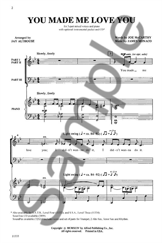 Joe McCarthy/James V. Monaco: You Made Me Love You (Arr. Jay Althouse)