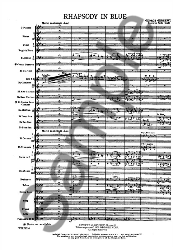 George Gershwin: Rhapsody In Blue (Concert Band Score And Parts)