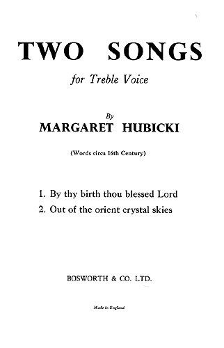 Hubicki, M Two Songs Treble And Piano Or Organ