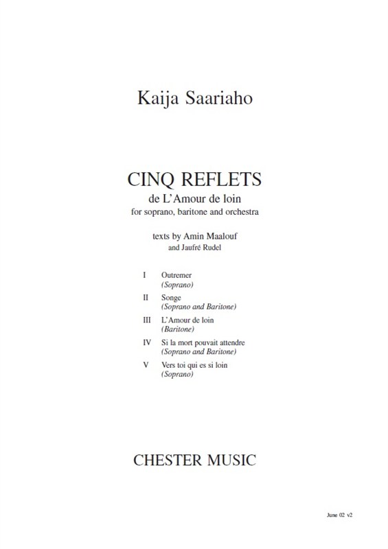 Kaija Saariaho: Cinq Reflets De L'Amour De Loin (Study Score)