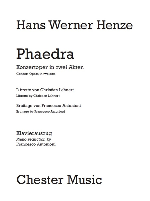 Hans Werner Henze: Phaedra (Vocal Score)