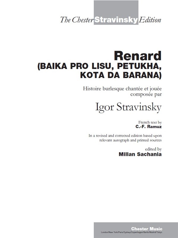 Igor Stravinsky - Renard (Vocal Score)