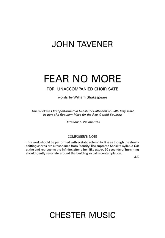 John Tavener: Fear No More